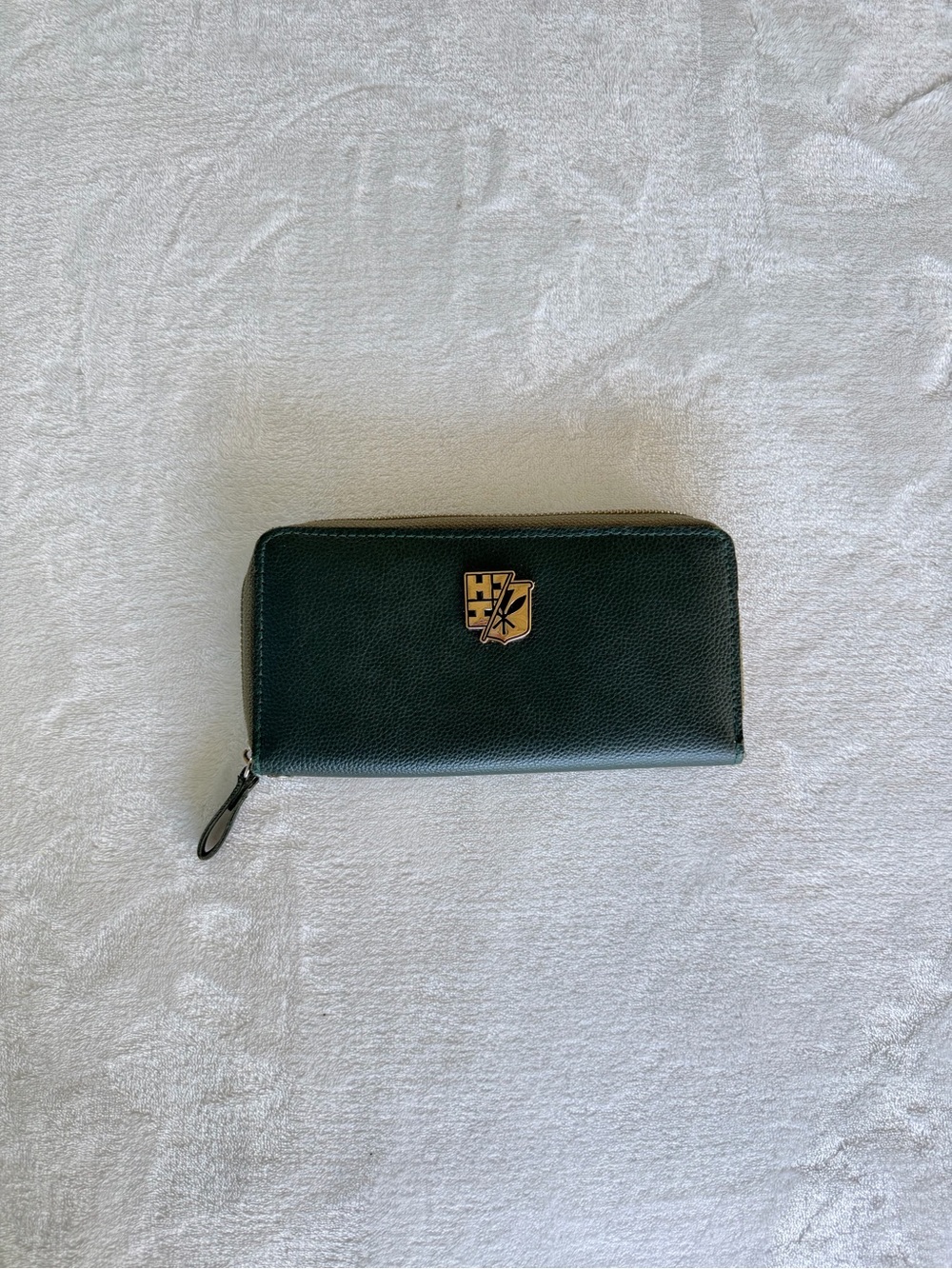 Hawaii's Finest Dark Green Zip-Around Wallet with Gold Emblem